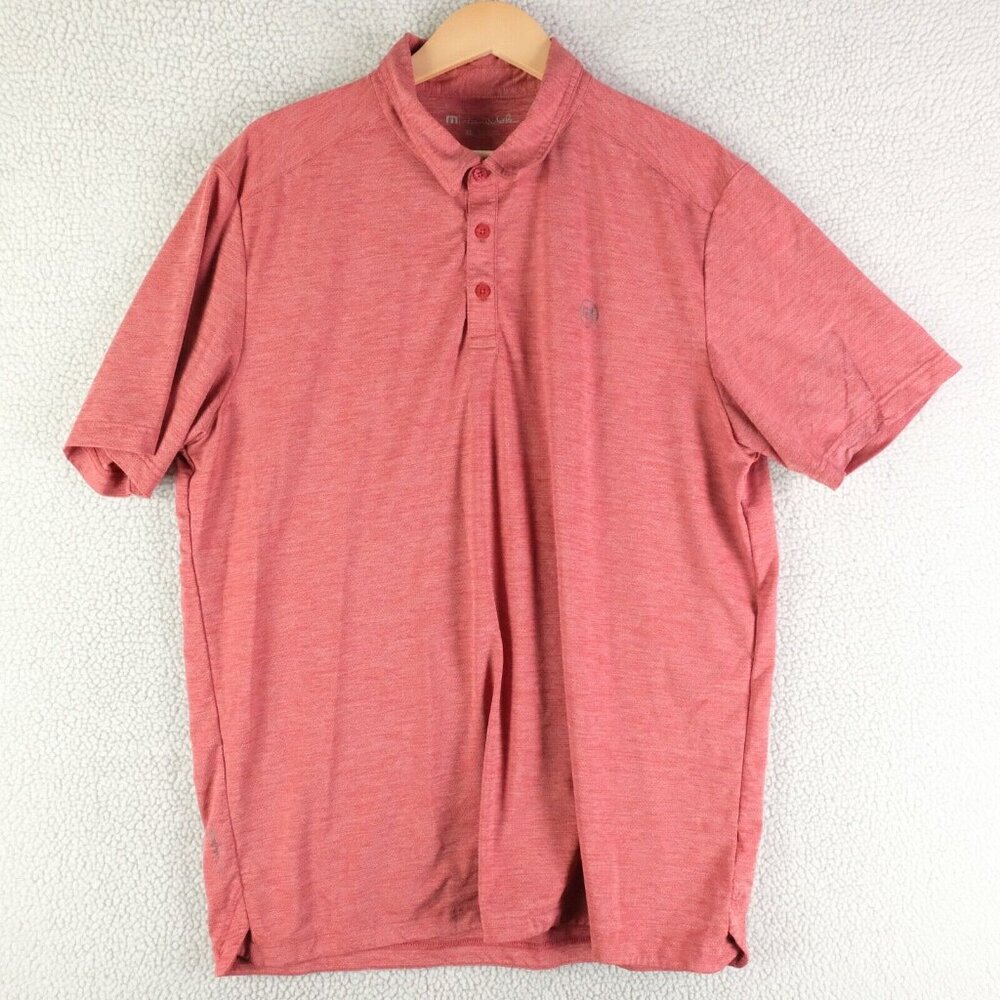 Travis Mathew Polo Mens Extra Large Red Coral Heating Up Performance Golf